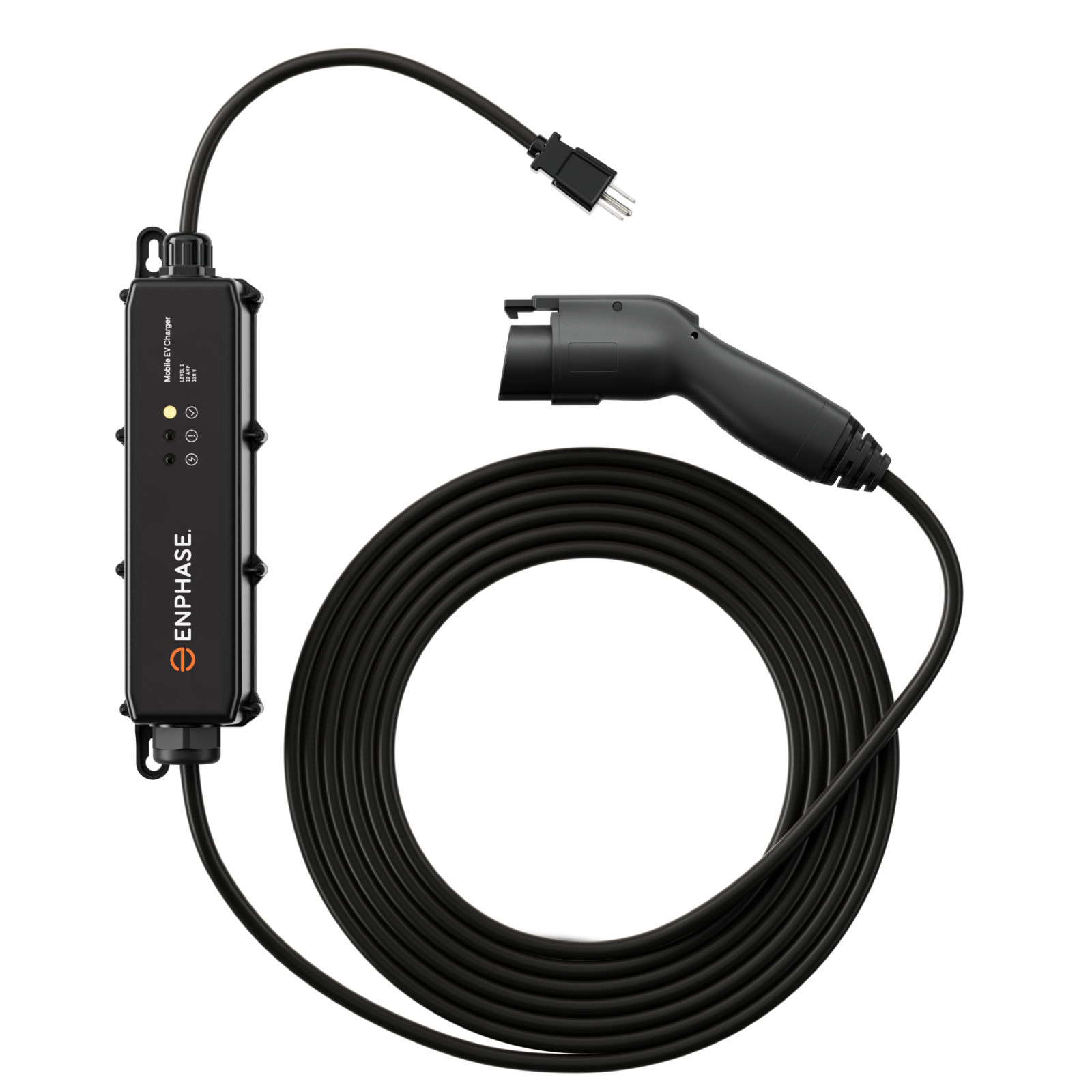 Mobile Wallbox (tragbare EV-Ladestation) mit Typ-2-Ladestecker und Schuko-Stecker zum flexiblen Laden von Elektroautos an Haushaltssteckdosen, geeignet für private Ladepunkte.